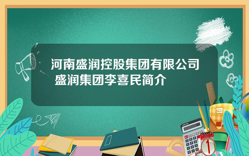 河南盛润控股集团有限公司 盛润集团李喜民简介